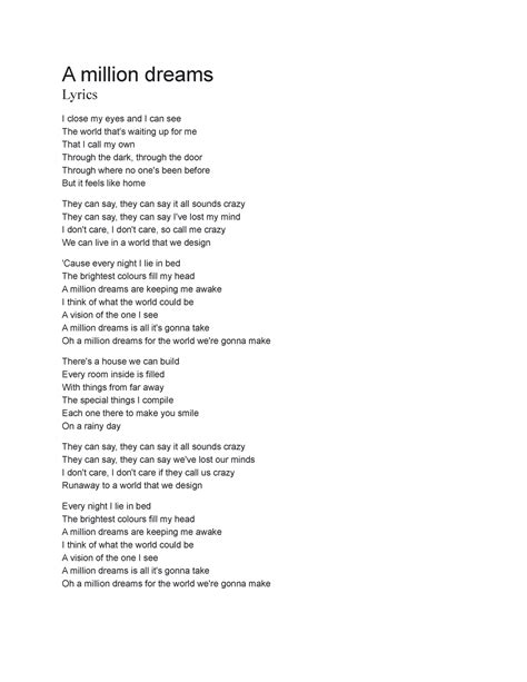 million dream lyrics